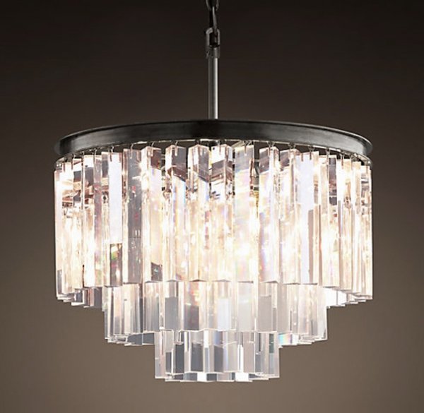 Люстра RH 1920s Odeon Clear Glass Fringe Chandelier - 3 rings Черный в Уфе | Loft Concept 