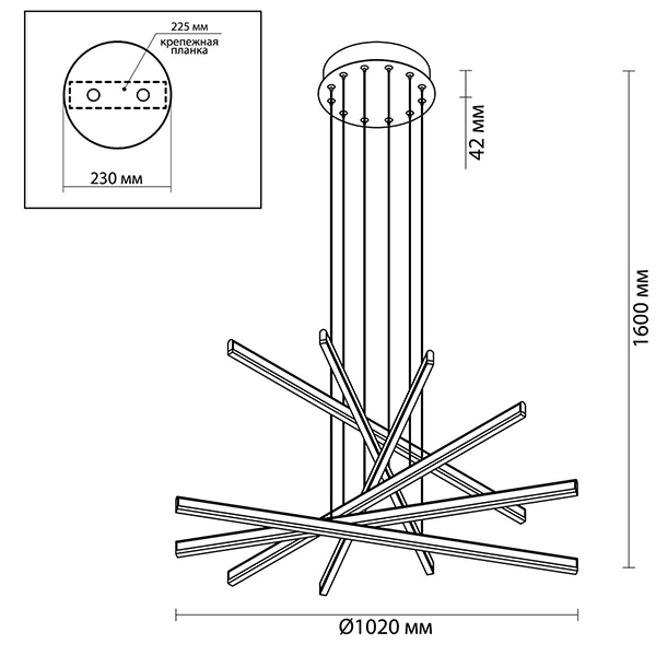 Люстра Rolf Six Black Lines Chandelier в Уфе