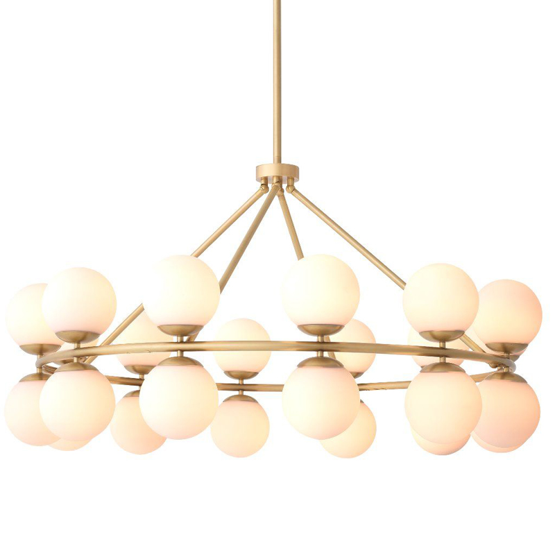 Люстра Eichholtz Chandelier Hutchinson Brass Латунь Античная полированная Белое матовое стекло в Уфе | Loft Concept 