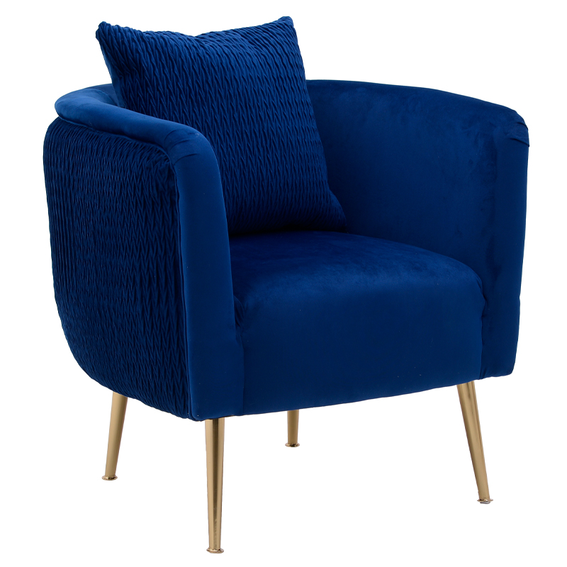 Кресло Yvette Armchair Blue Синий Глянцевое золото в Уфе | Loft Concept 