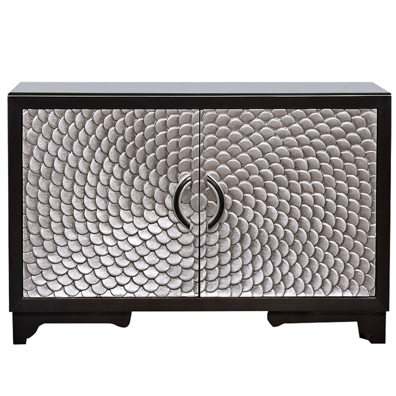 Комод с рельефным орнаментом Рыбья чешуя Fish scales Chest of drawers Черный Серебряный в Уфе | Loft Concept 