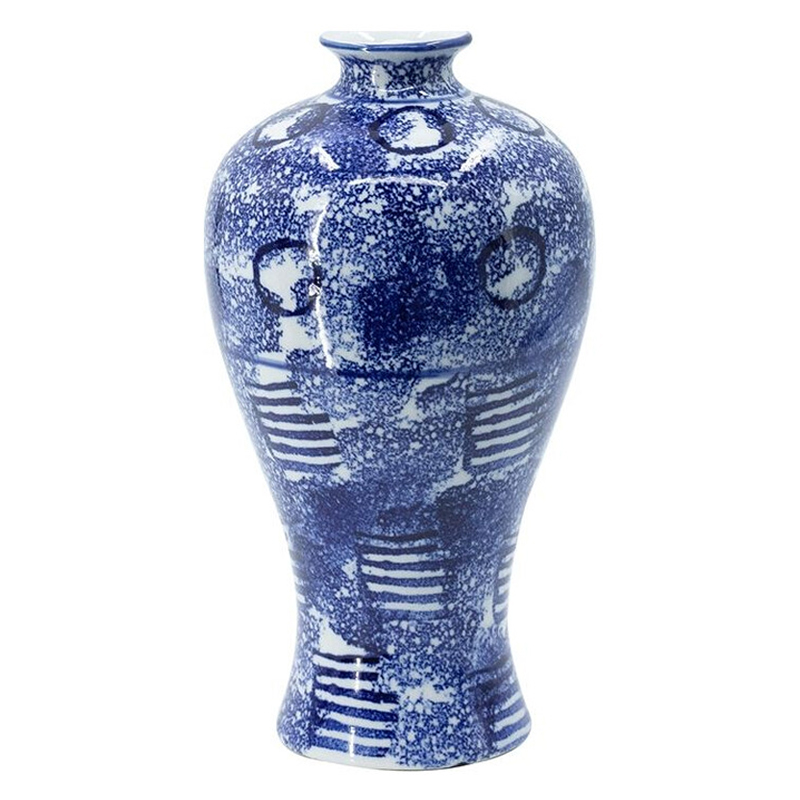 Ваза из фарфора сине-белого цвета Blue & White Ornament Белый Синий Ваза из фарфора сине-белого цвета Blue & White Ornament Белый Синий в Уфе | Loft Concept
