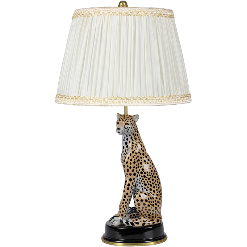 Настольная лампа с абажуром Leopard Table Lamp Кремовый Коричневый Черный в Уфе | Loft Concept 