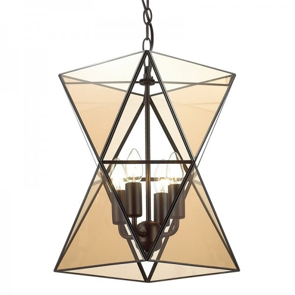 Люстра PolyPyramid Glass Pendant 4 Cognac Прозрачный в Уфе | Loft Concept 