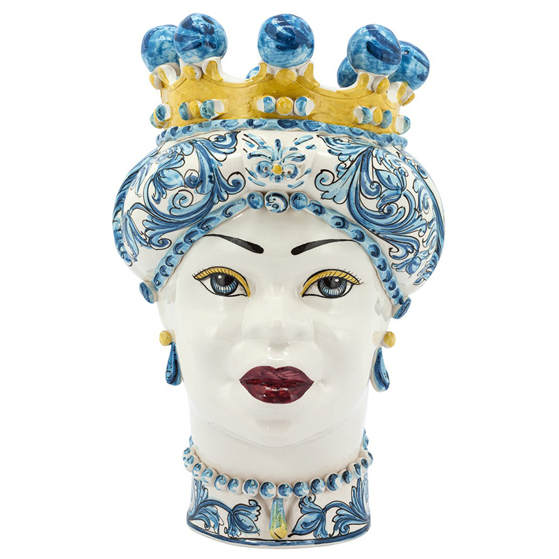 Ваза VASE MORO LADY CROWN blue Желтый Синий в Уфе | Loft Concept 