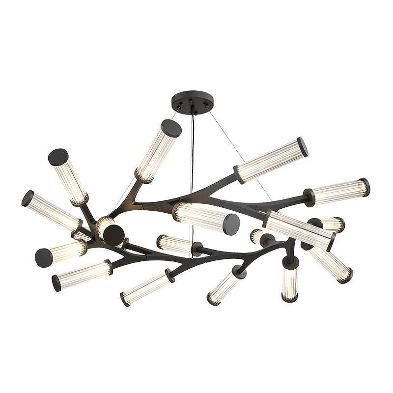 Люстра Cylinder Branches Chandelier Ring Black Черный Прозрачный в Уфе | Loft Concept 