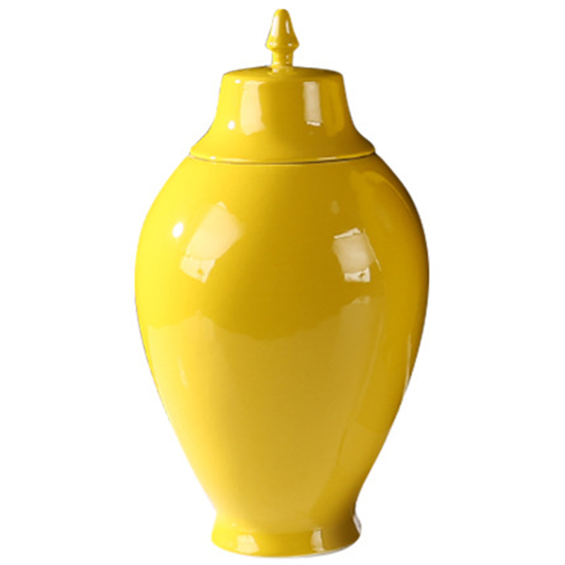 Ваза с крышкой Ceramic Yellow Vase Желтый в Уфе | Loft Concept 