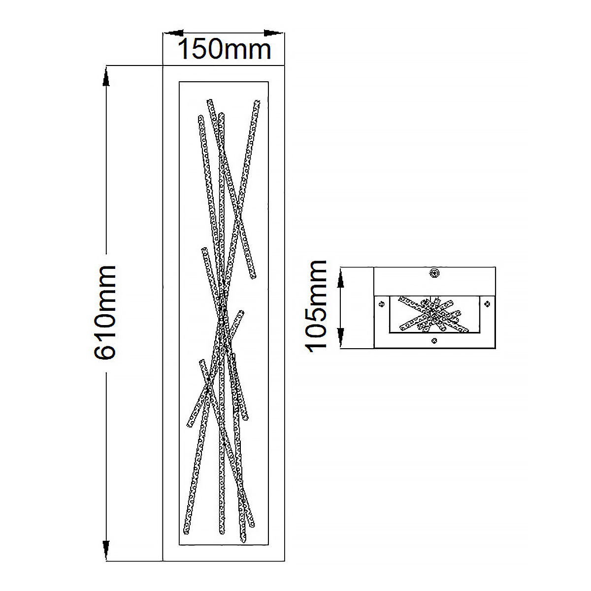 Бра в прямоугольной черной рамке с декором в виде ветвей в золотой отделке Hinkley в Уфе