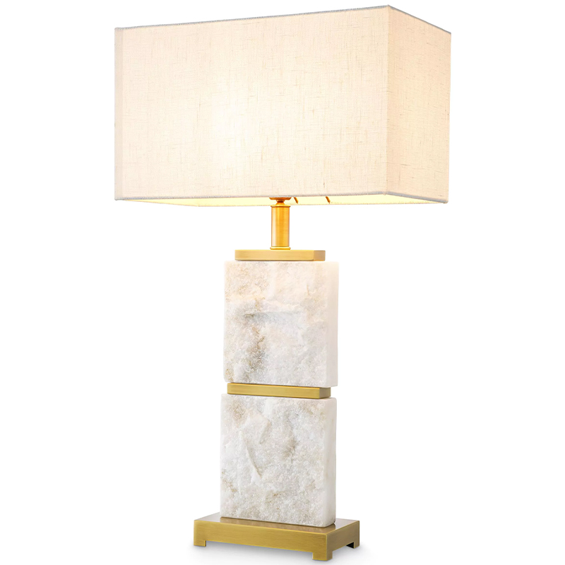 Настольная лампа Eichholtz Table Lamp Newton L Marble Кремовый Латунь Белый Мрамор Bianco в Уфе | Loft Concept 