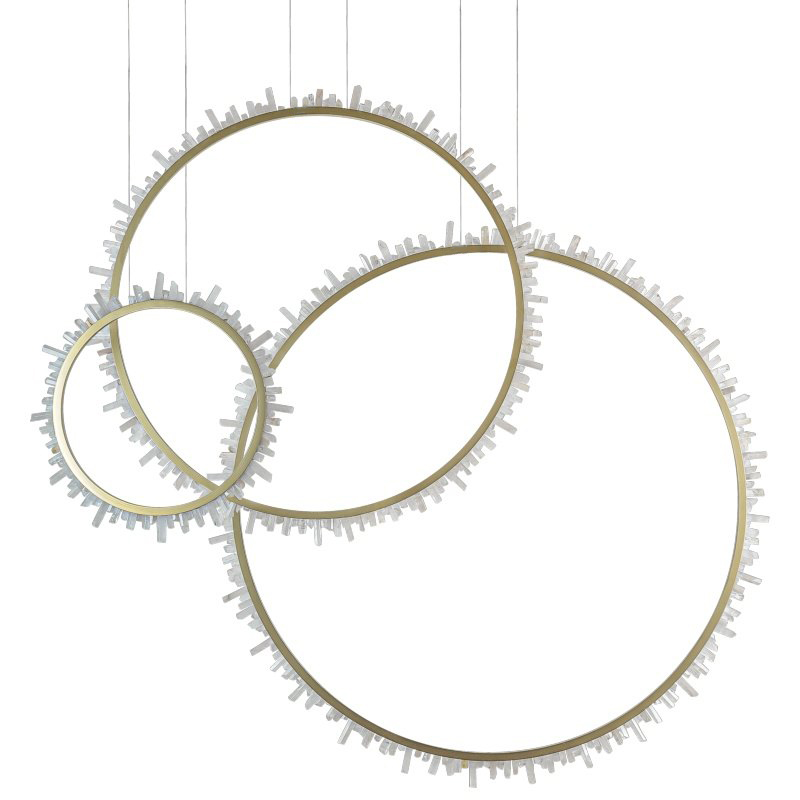 Люстра три кольца Vertical Crystal Gold Rings Chandelier Золотой Белый в Уфе | Loft Concept 