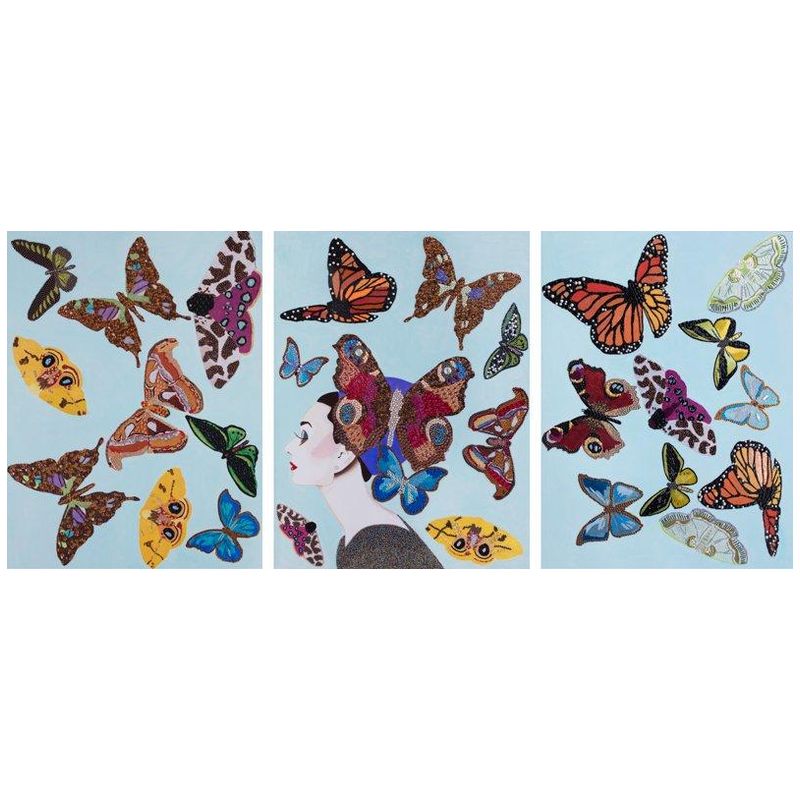 Картина Audrey with Swarming Butterflies Triptych Мульти в Уфе | Loft Concept 