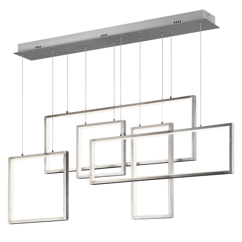 Люстра Rectangle Geometry Chandelier Nickel 5 Никель Сатин в Уфе | Loft Concept 