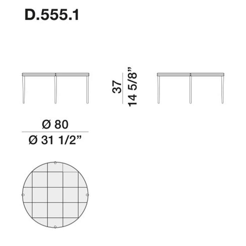 Дизайнерский круглый кофейный стол со стеклянной столешницей Gio Ponti D.555.1 Coffee Table в Уфе