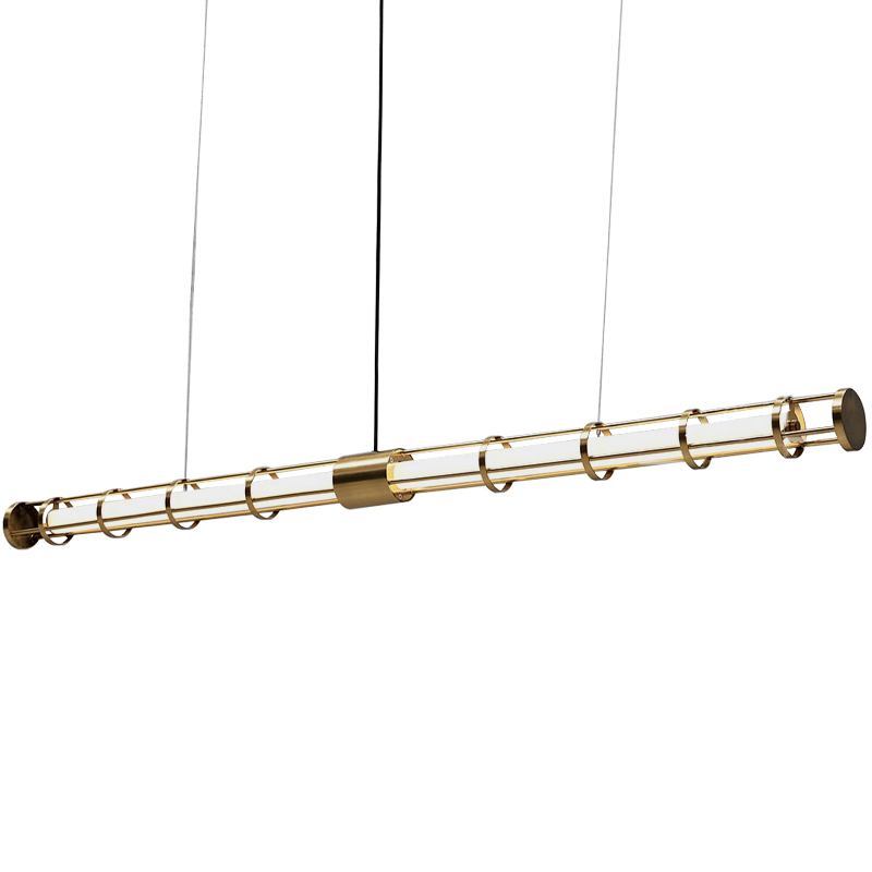 Линейный подвесной светильник Awais Rigs Linear Hanging Lamp Золотой Белый в Уфе | Loft Concept 