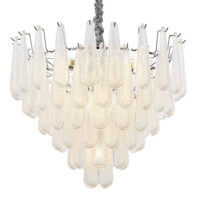 Люстра Textured Glass Drops Chandelier 19 Белый Хром в Уфе | Loft Concept 