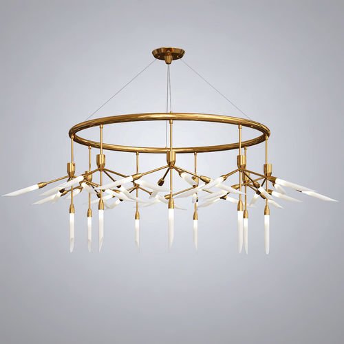 Люстра Spur Ring Chandelier Латунь Белый в Уфе | Loft Concept 