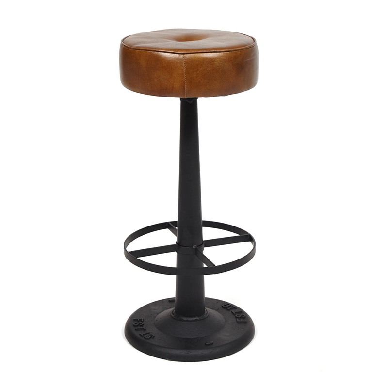 Барный стул Industrial leather bar stool Коричневый Черный в Уфе | Loft Concept 