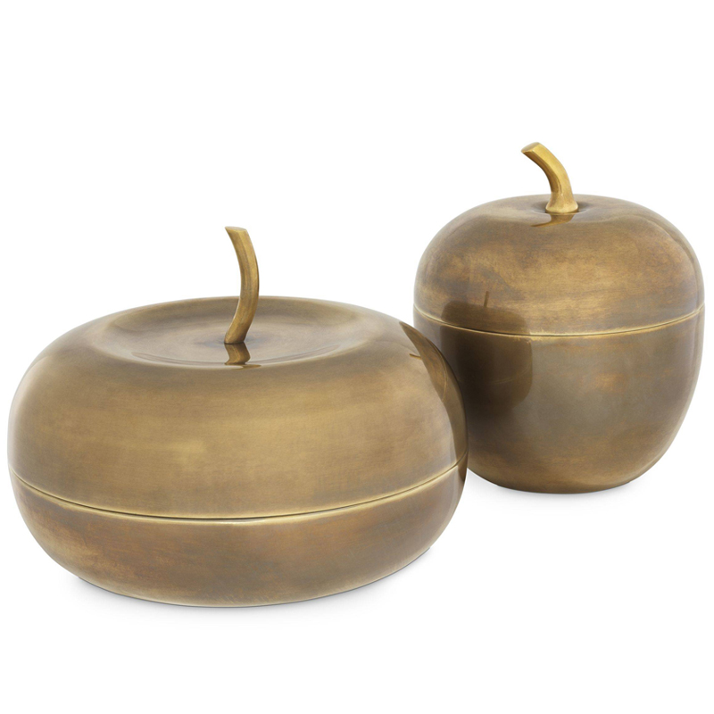 Комплект шкатулок Eichholtz Box Apple Set of 2 brass Винтажная латунь в Уфе | Loft Concept 