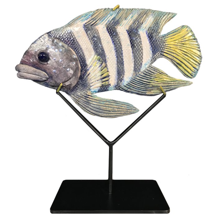 Статуэтка на подставке Striped Fish Серый Черный Белый в Уфе | Loft Concept 