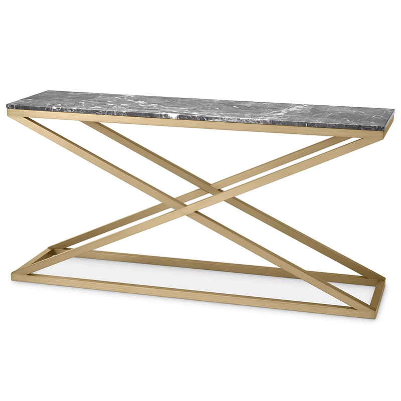 Консоль Eichholtz Console Table Criss Cross Латунь Серый в Уфе | Loft Concept 