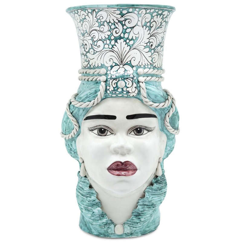 Ваза Vase Moro Lady Giant Ornate Malachite Бирюзовый Белый в Уфе | Loft Concept 