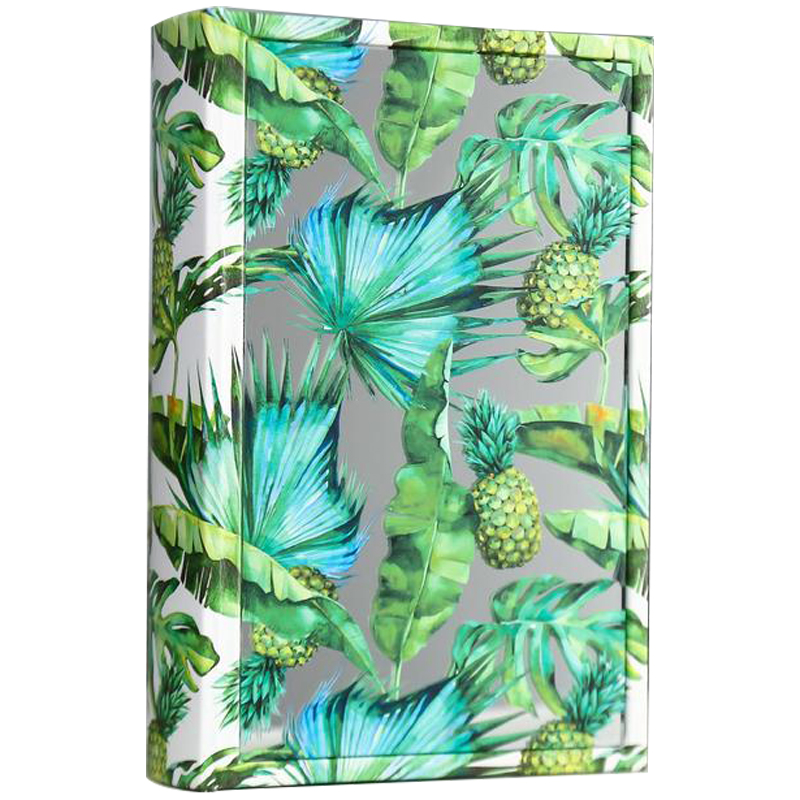 Шкатулка-книга Pineapples and Leaves Mirror Book Box Зеленый Белый Зеркало в Уфе | Loft Concept 