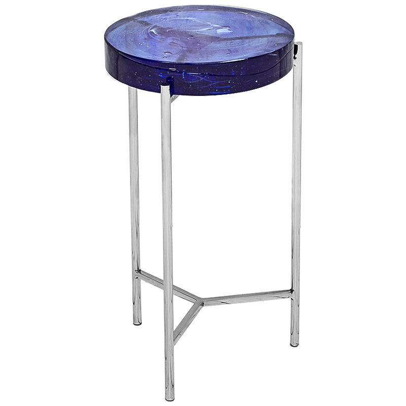 Приставной стол Blue Lollipop Side Table Синий Никель в Уфе | Loft Concept 