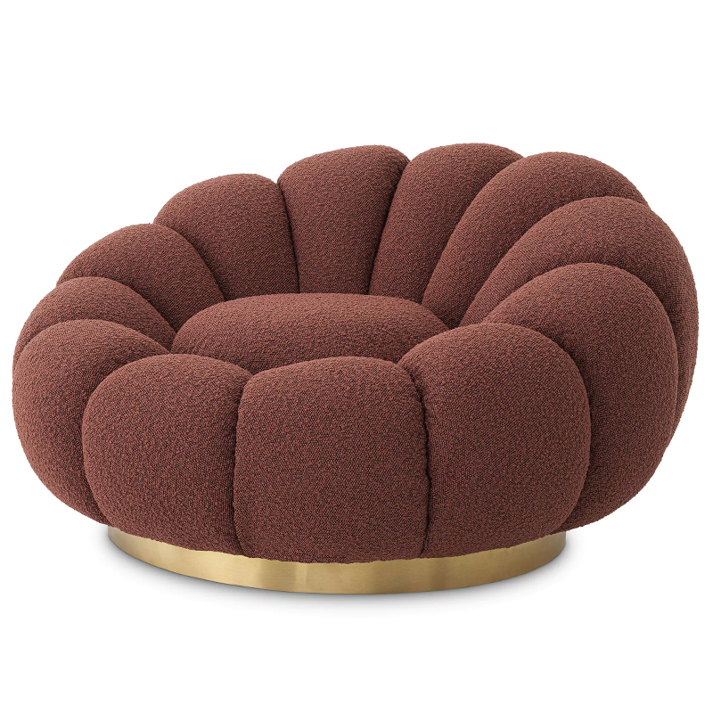 Кресло Eichholtz Swivel Chair Mello Boucle Rouge Бургундский красный Латунь в Уфе | Loft Concept 