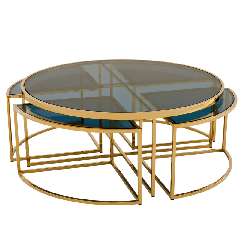 Кофейный стол Eichholtz Coffee Table Padova Gold Золотой Стекло Смок в Уфе | Loft Concept 