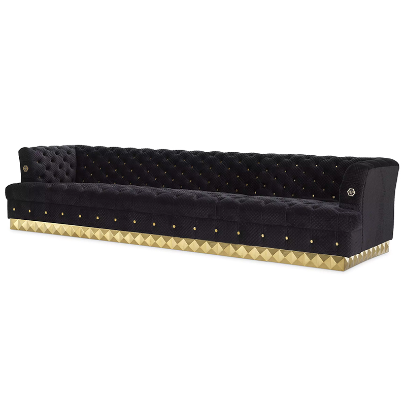 Диван Philipp Plein Sofa Rockstud L Черный Золотой в Уфе | Loft Concept 