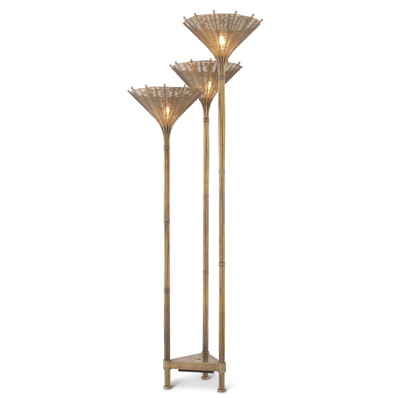 Торшер Eichholtz Floor Lamp Kon Tiki Triple Винтажная латунь в Уфе | Loft Concept 