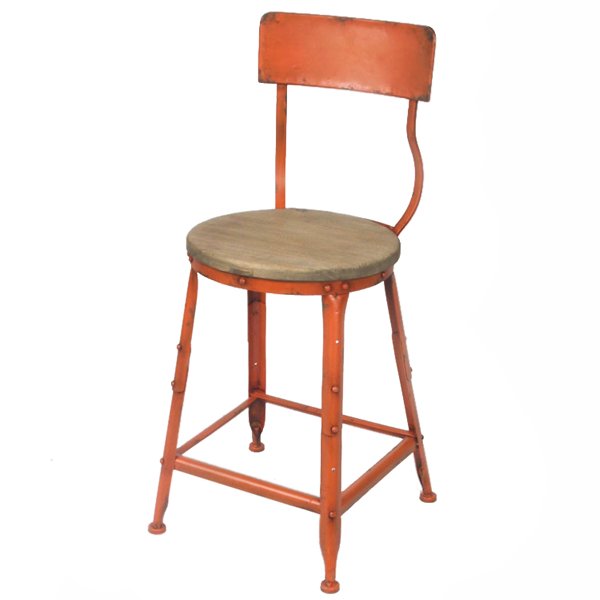 Барный стул Industrial Barstool Vintage Orange Оранжевый Коричневый в Уфе | Loft Concept 