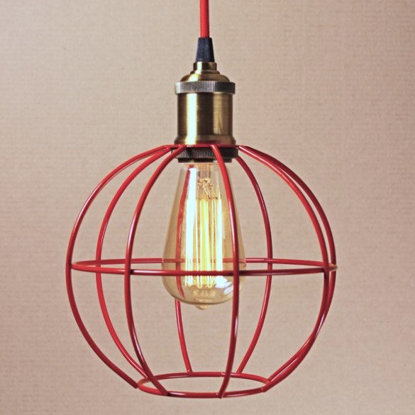 Подвесной светильник Wire Cage Pendant Ball Red Красный в Уфе | Loft Concept 