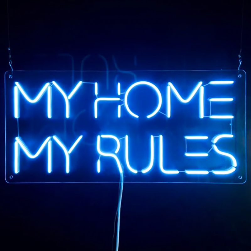 Неоновая настенная лампа My Home My Rules Neon Wall Lamp Синий Прозрачный в Уфе | Loft Concept 