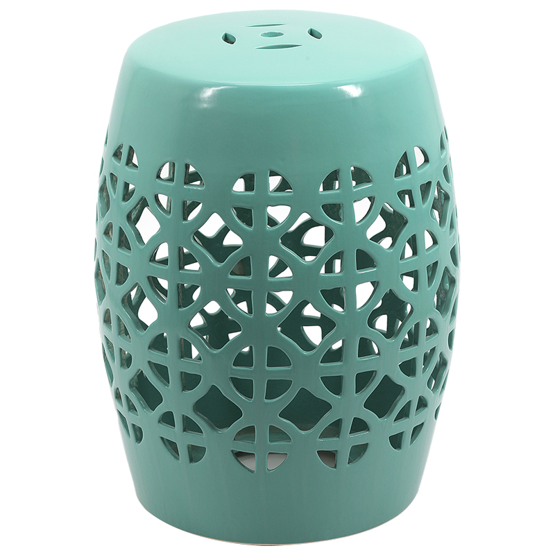 Керамический табурет Geometric Circles Garden Stool - Light Blue Бирюзовый в Уфе | Loft Concept 