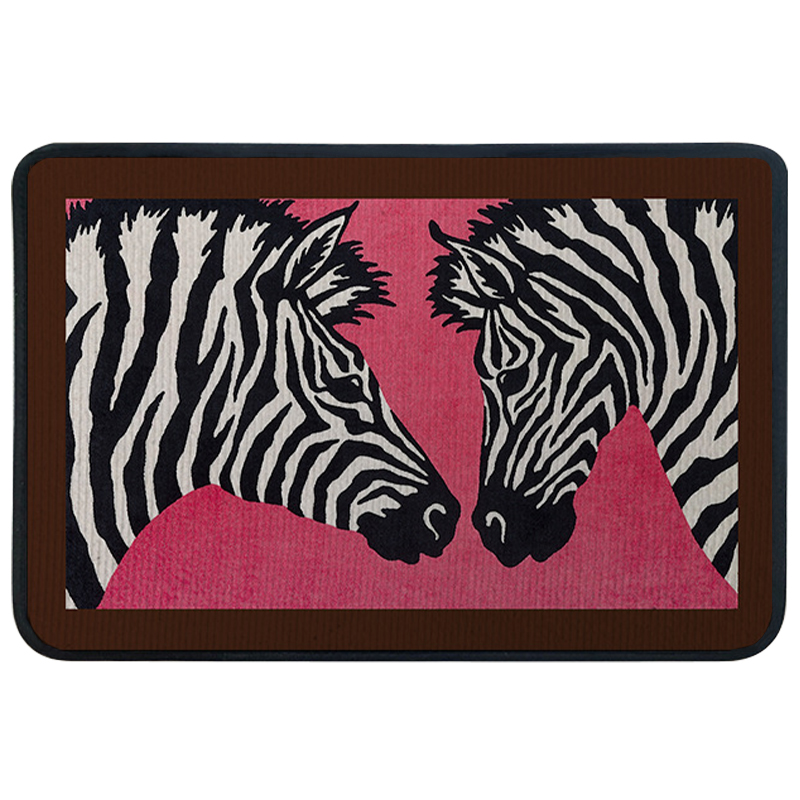 Ковер для прихожей и ванной Hermes Zebra Twins Rug Розовый Черно-белый в Уфе | Loft Concept 