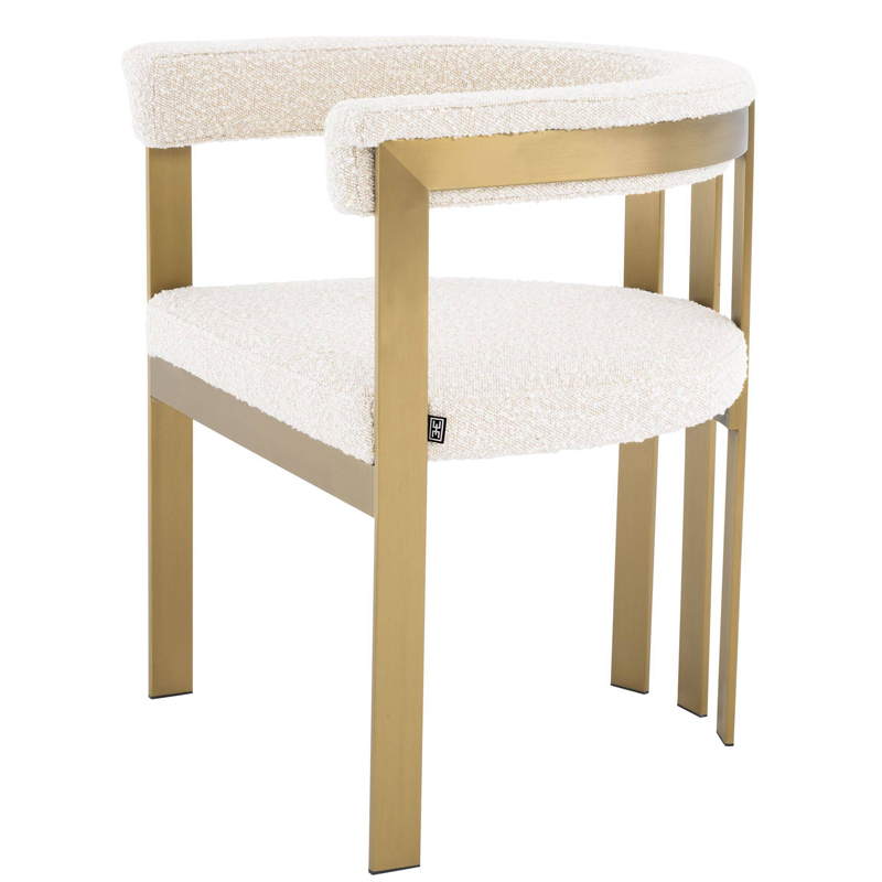 Стул Eichholtz Dining Chair Clubhouse boucle cream Кремовый Латунь в Уфе | Loft Concept 