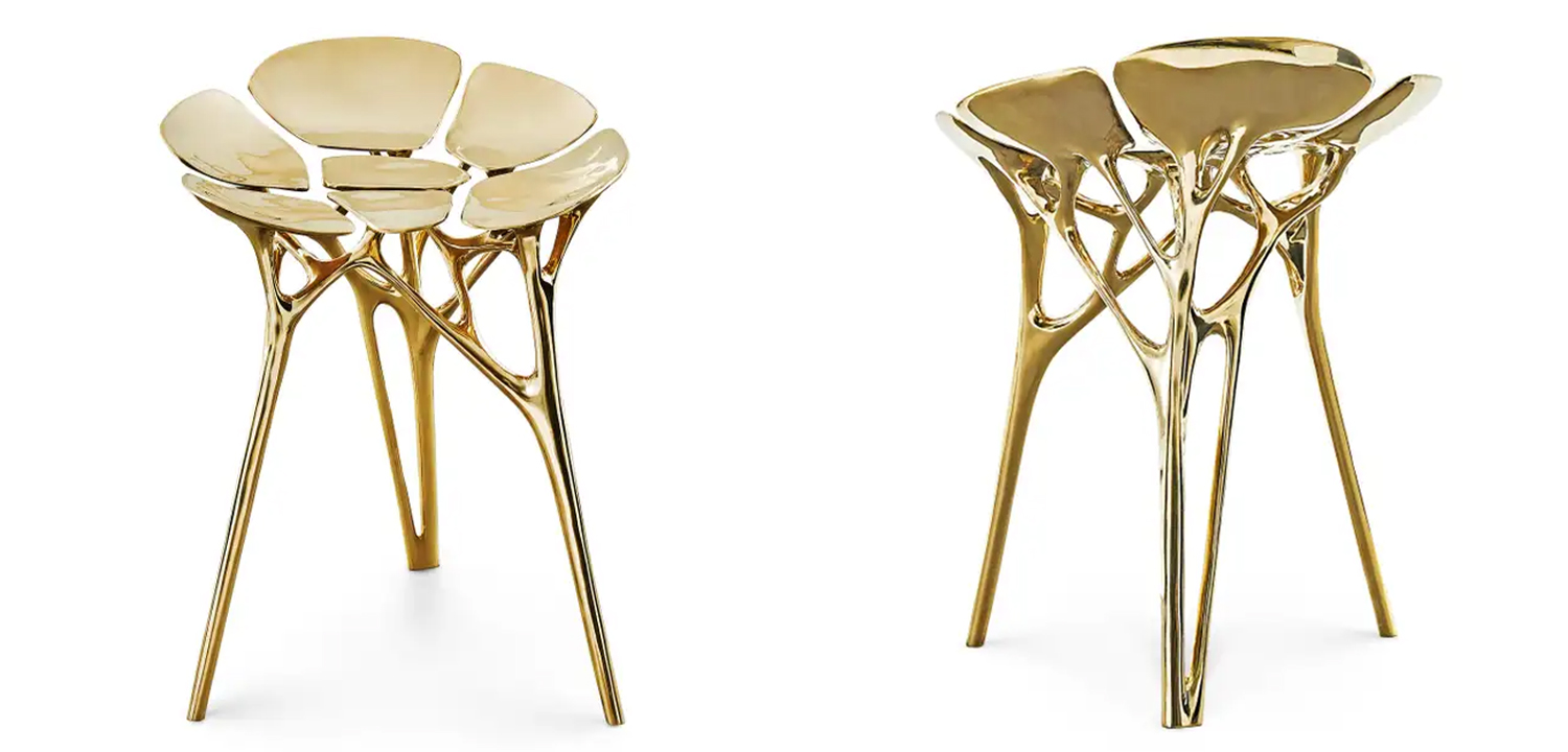 Барный стул Lotus Stool Side Table Gold Organic Form - фото №1