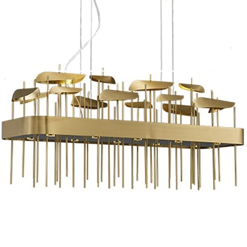 Светодиодная дизайнерская инсталляция ANODINE Perlina Rectangle  Chandelier Золотой в Уфе | Loft Concept 