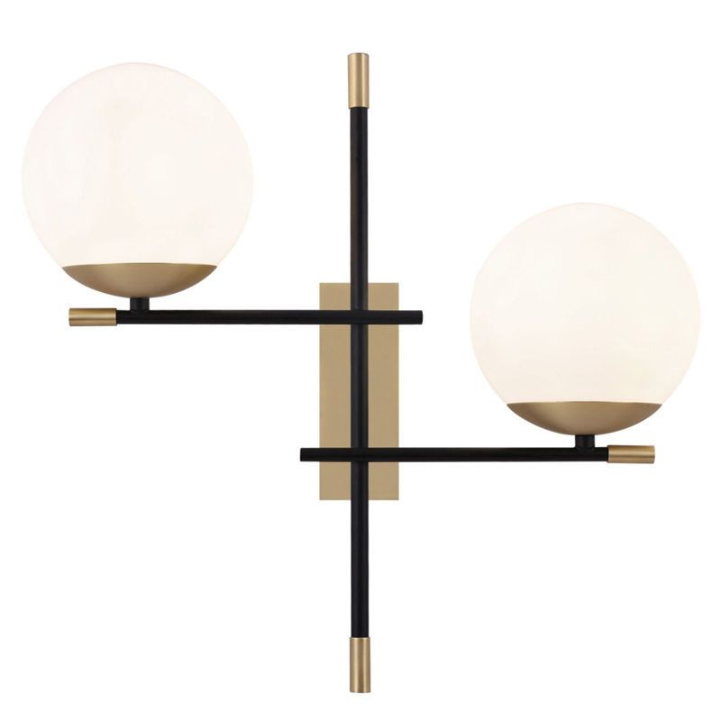 Бра Spike Two Balls Wall Lamp матовое золото Прозрачный белый в Уфе | Loft Concept 