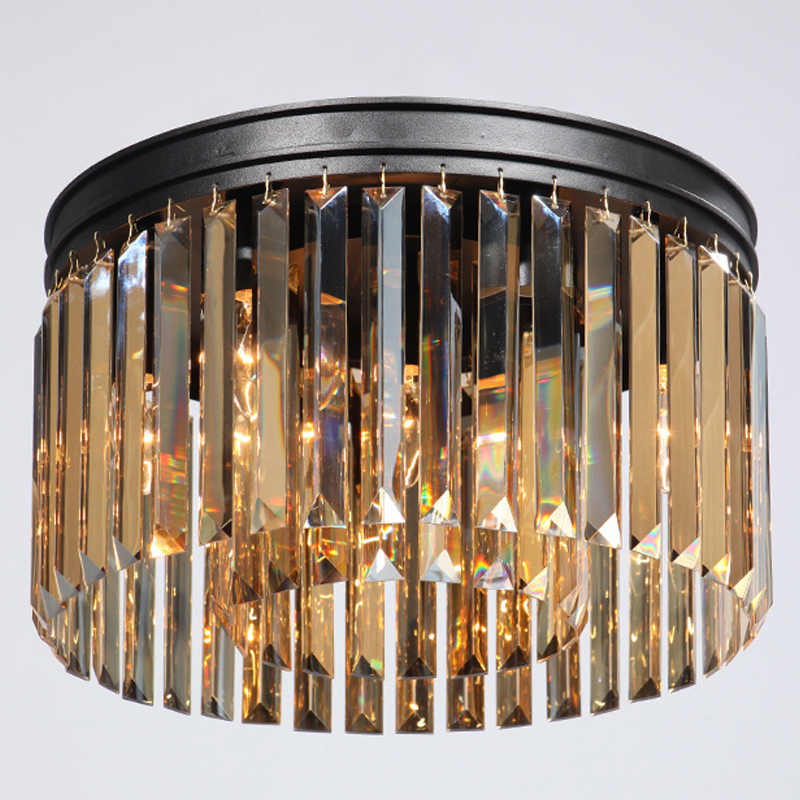 Потолочный светильник ODEON Amber GLASS Prism Round 2-TIER 40 см Черный в Уфе | Loft Concept 