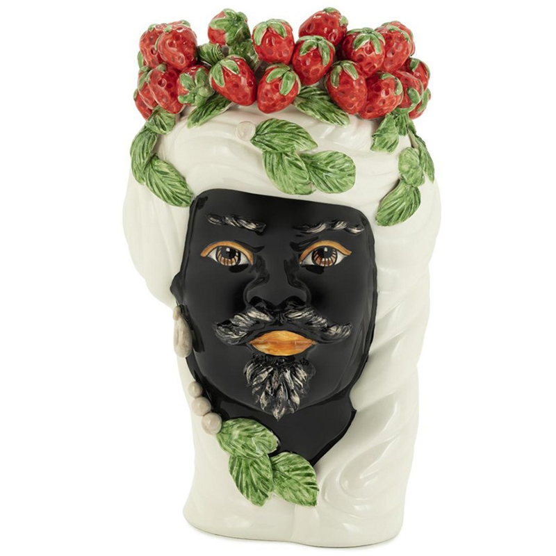 Ваза Vase Strawberries Head Man White Мульти Белый Красный Зеленый Черный в Уфе | Loft Concept 