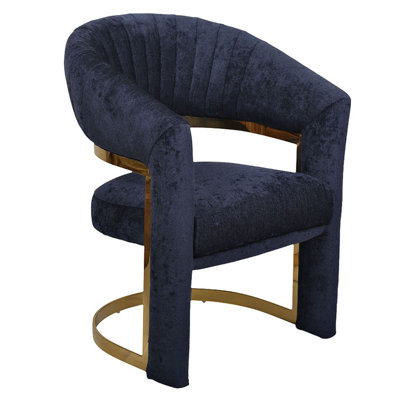 Полукресло Valbonne Chair blue velour Синий Глянцевое золото в Уфе | Loft Concept 