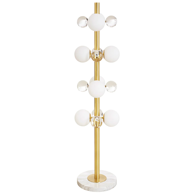 Торшер GLOBO FLOOR LAMP-BRASS Jonathan Adler Золотой Прозрачное Стекло Белый в Уфе | Loft Concept 