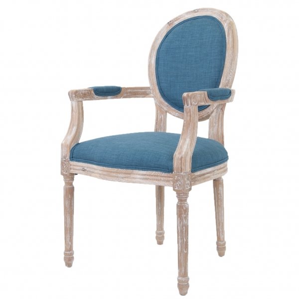 Стул French chairs Provence Blue ArmChair Голубой пастельный Бежевый в Уфе | Loft Concept 