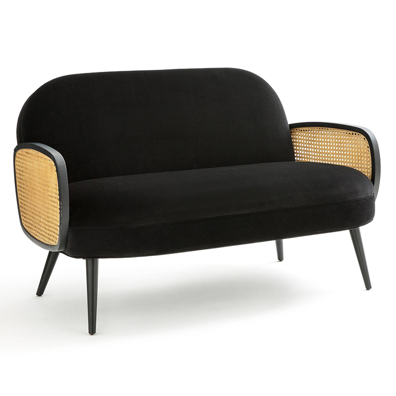 Диван Morten Wicker Black Sofa Черный Черный в Уфе | Loft Concept 