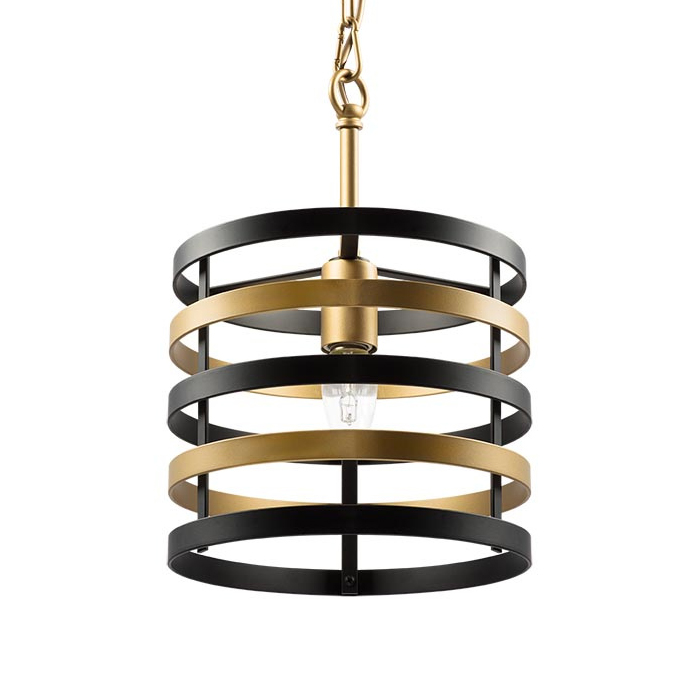 Подвесной светильник Gold Stripes Chandelier Черный Золотой в Уфе | Loft Concept 