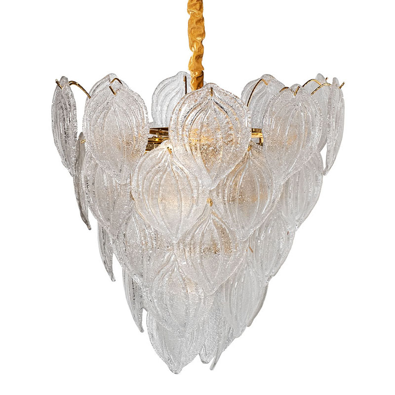 Люстра Textured Glass Chandelier Petal 10 Глянцевое золото в Уфе | Loft Concept 