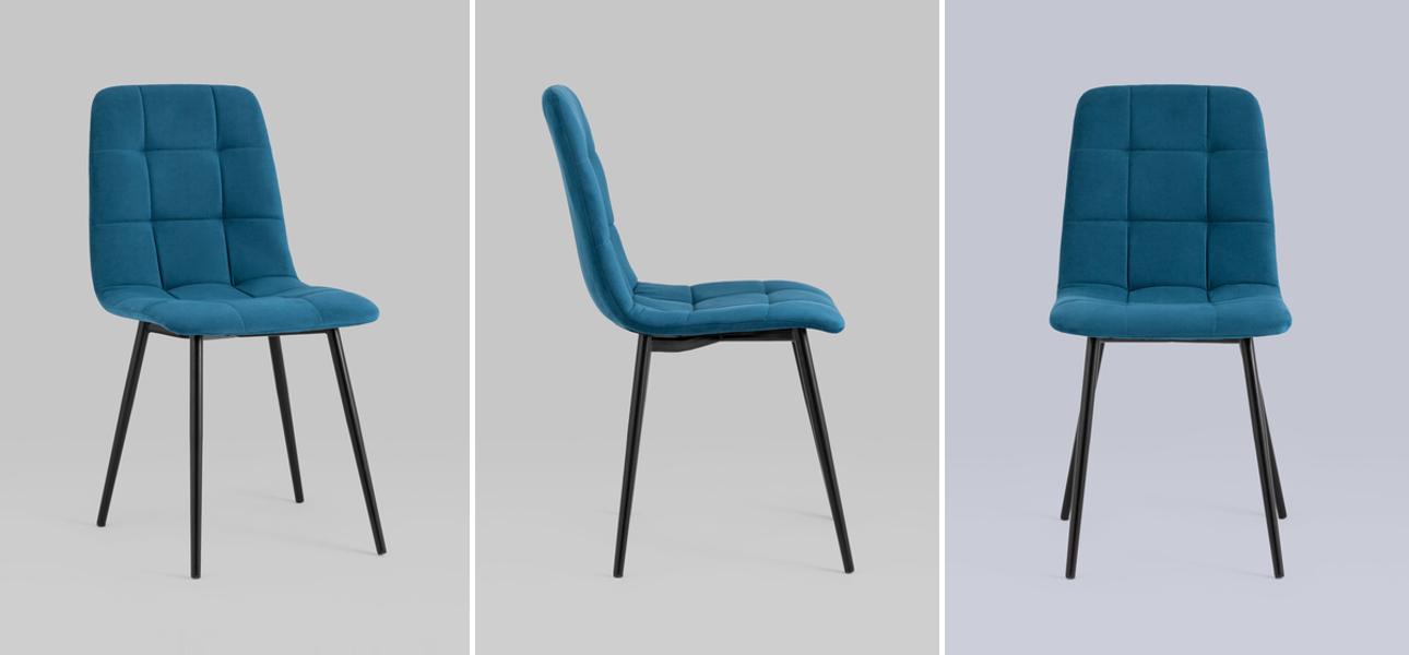 Стул NANCY S-2 Chair Пыльно-Синий Велюр - фото