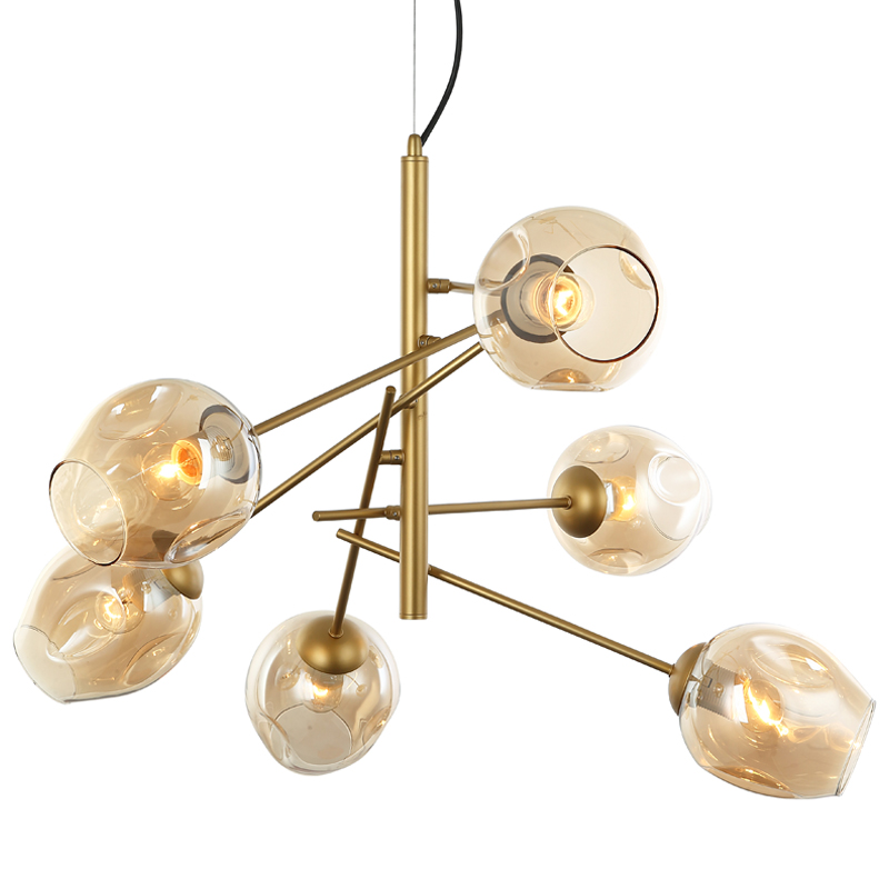 Люстра Branching Bubble Chandelier Vertical Gold Золотой Янтарь (Amber) в Уфе | Loft Concept 